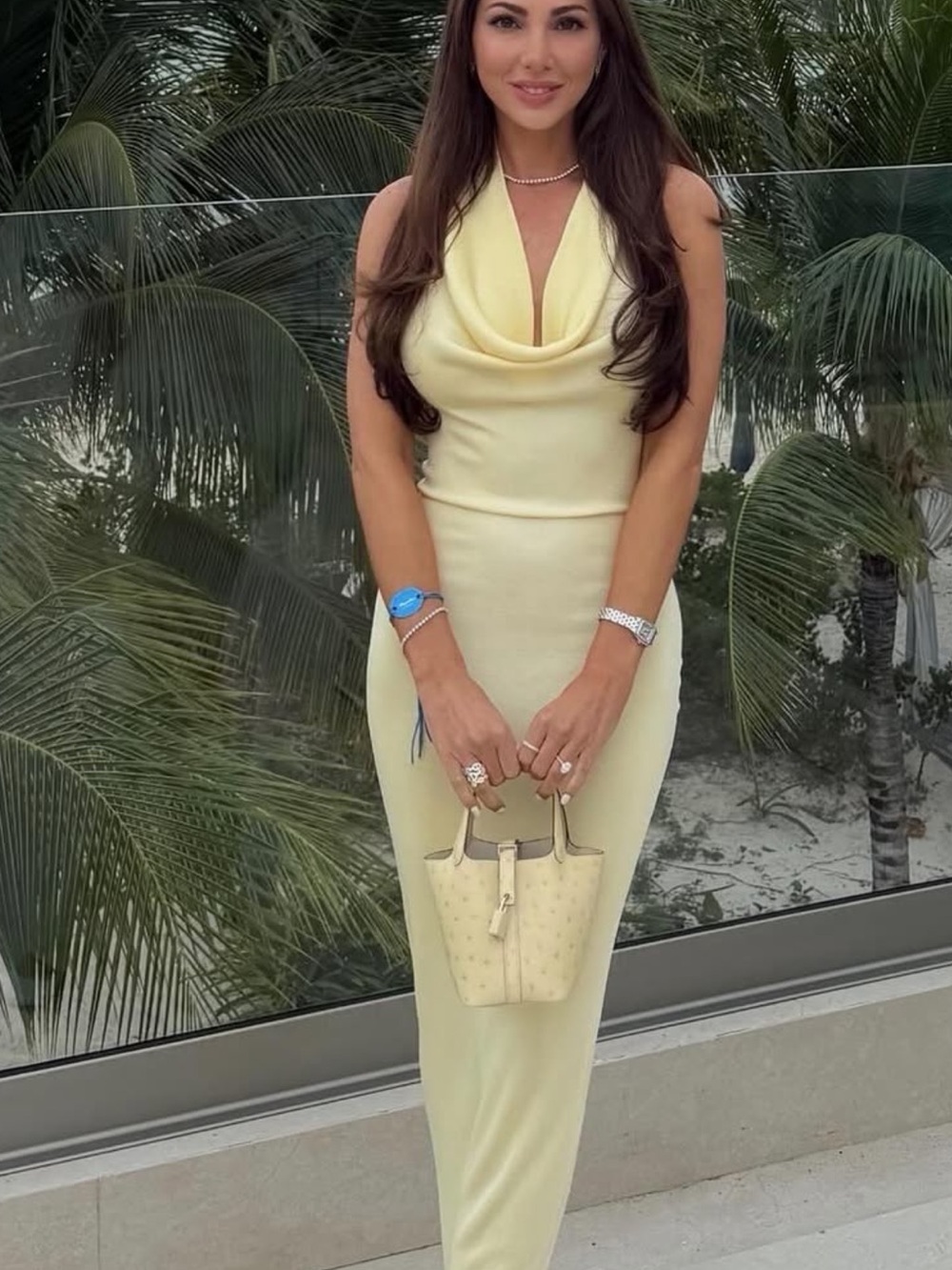 Helsa backless Cowl Neck Maxi Dress in Pal